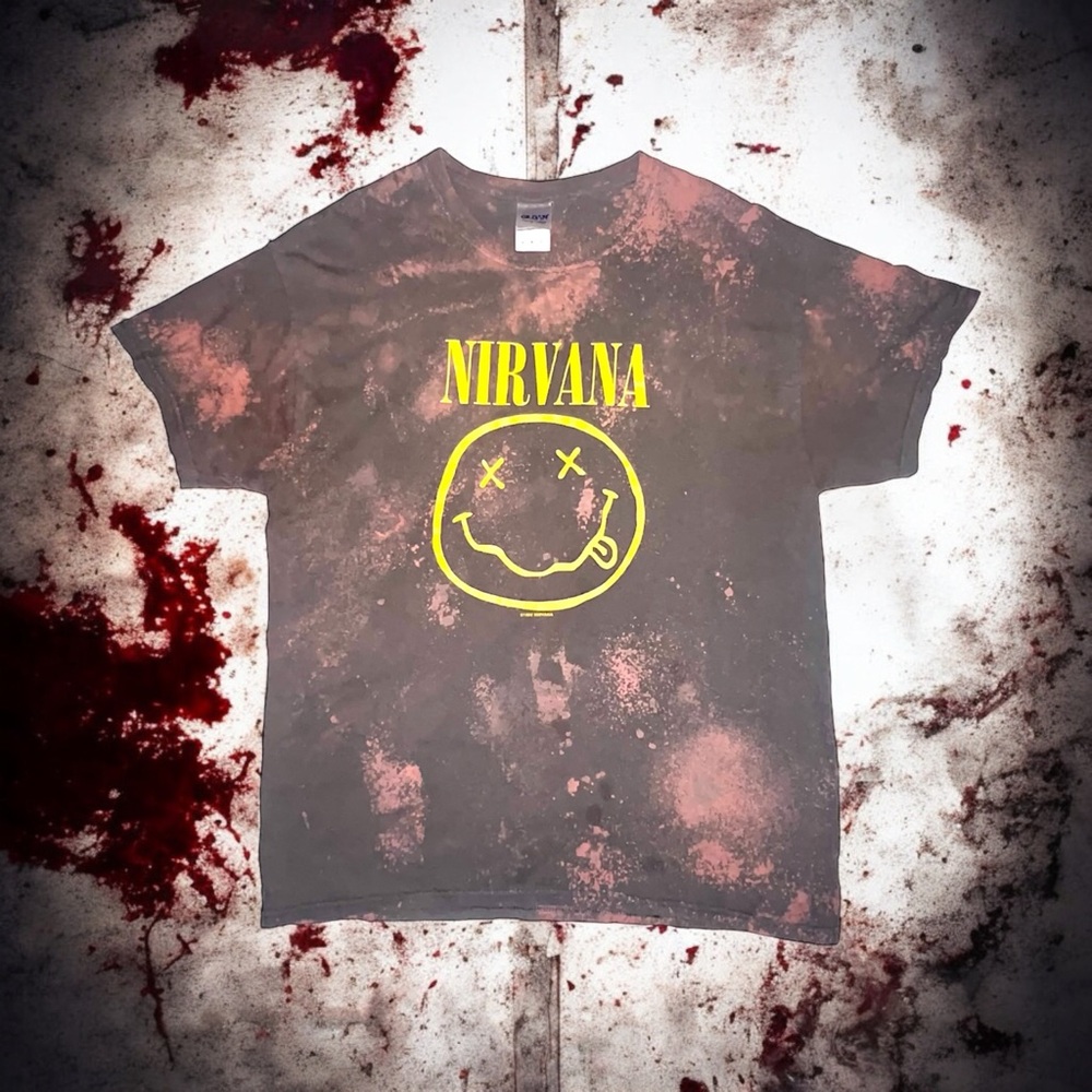 Vintage Nirvana Bleached Up Grunge Tee shirt (crustpunk mallgoth style) alt